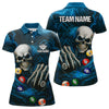 Maxcorners Personalized Blue Funny Skeleton Pool Balls Billiard Shirt For Men, Skull Billiard Team Jerseys LM1307