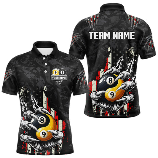 Maxcorners Funny Claw Tearing Us Flag Yin-Yang Billiard Shirt For Men Custom 8 & 9 Ball Billiard Team Jerseys LM1903