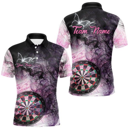 Maxcorners Butterfly Smoke Darts Jersey With Pocket Option For Men Custom Pink Dart Shirt