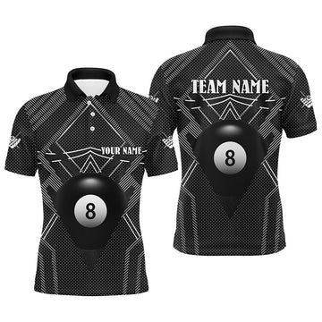 Maxcorners Personalized Black Billiards Jerseys Men Polo Shirts