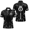 Maxcorners Customized 8 Ball Pool Crown Wmen Billiard Shirt, White And Black Billiard Team Shirt, Pool Jersey
