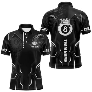 Maxcorners Customized 8 Ball Pool Crown Wmen Billiard Shirt, White And Black Billiard Team Shirt, Pool Jersey
