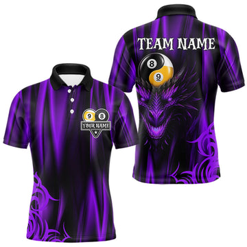 Maxcorners Personalized Purple 8 Ball 9 Ball Yinyang Dragon Billiard Shirts For Men Custom Pool Team Jersey