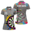 Maxcorners Funny Dartboards Colorful Paint Aim Shoot Swear Repeat Custom Men Darts Shirt, Dart Jerseys |Grey