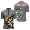 Maxcorners Funny Dartboards Colorful Paint Aim Shoot Swear Repeat Custom Men Darts Shirt, Dart Jerseys |Grey