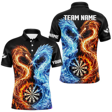 Maxcorners Custom Golden Grunge US Flag Patriotic Darts Shirt For Men, Retro Darts Team Jersey Polo & 1/4 Zip