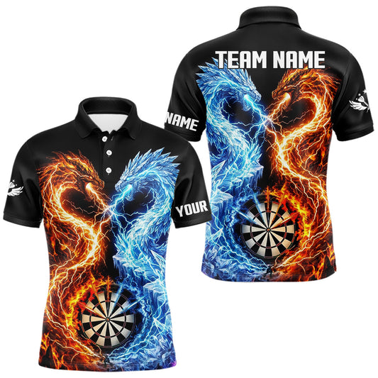 Maxcorners Custom Golden Grunge US Flag Patriotic Darts Shirt For Men, Retro Darts Team Jersey Polo & 1/4 Zip