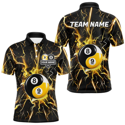 Maxcorners Custom Thunder Lightning Yin And Yang Billiard Shirt For Men, 8 Ball & 9 Ball Pool Team Jersey LM2405