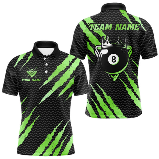 Maxcorners Black And Green Scratch Billiard Shirts For Men Custom 8 Ball Crown Pool Team Jersey Polo & 1/4 Zip LM2405