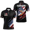 Maxcorners Personalized American Flag Black Grunge Billiard Shirt For Men, Patriotic 8 Ball Pool Team Jersey LM2707