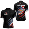 Maxcorners Personalized American Flag Black Grunge Billiard Shirt For Men, Patriotic 8 Ball Pool Team Jersey LM2707
