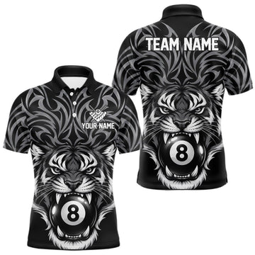 Maxcorners Personalized Tiger Tribal 8 Ball Pool Billiard Shirts For Men Custom Black Billiard Team Jersey LM2709