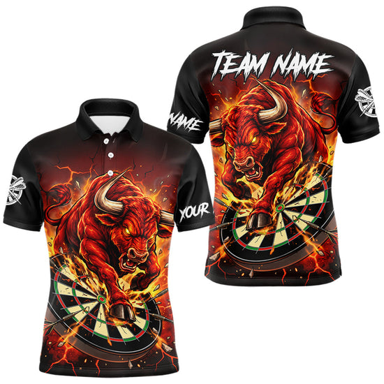 Maxcorners Black And Red Funny Bull Darts Jersey For Men Custom Darts League Team Shirts Polo & 1/4 Zip
