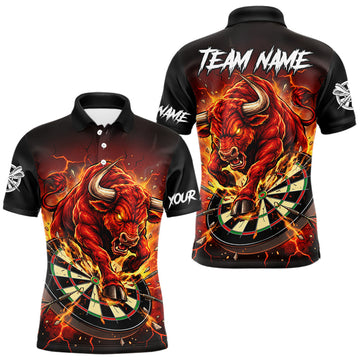 Maxcorners Black And Red Funny Bull Darts Jersey For Men Custom Darts League Team Shirts Polo & 1/4 Zip