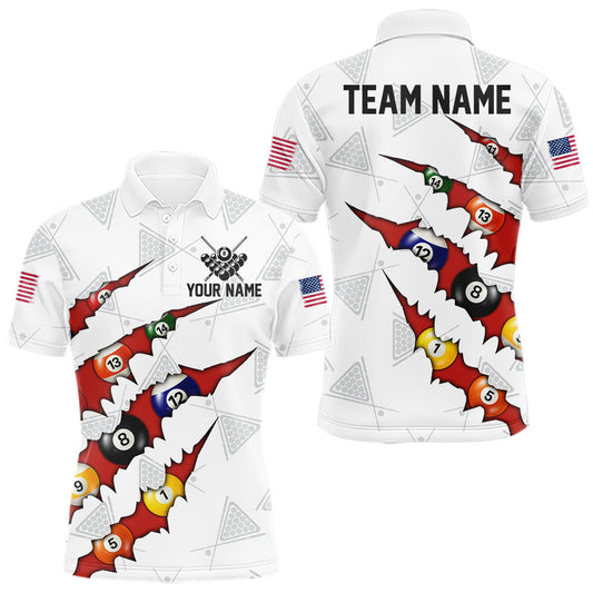 Maxcorners Personalized Scratch 8 Ball Billiard Shirt For Men Custom Pool Jersey, Billiard Team Shirt |Red LM2602