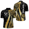 Maxcorners Personalized Black And Golden Tribal Dart Shirts For Men Custom Dart Jersey Team Polo & 1/4 ZipMT0306