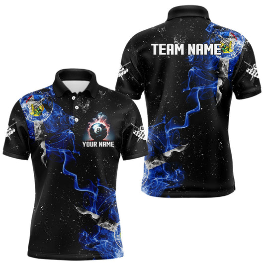Maxcorners Personalized Grunge Las Vegas Flag Smoke Billiard Shirt For Men Custom 8 Ball Pool Team Jerseys LM1203