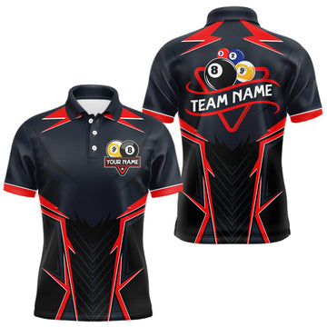 Maxcorners Billiard Jerseys For Women  & Men Custom Polo & 1/4 Zip Billiard Team Shirt, 8 Ball & 9 Ball Pool Shirt|Red
