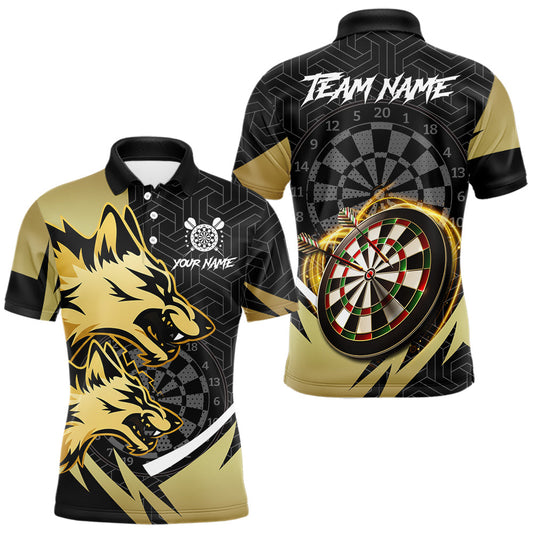 Maxcorners Black And Gold Dartboard Wolf Darts Shirt For Men