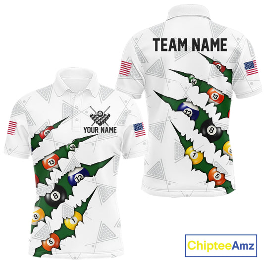 Maxcorners Personalized Scratch 8 Ball Billiard Shirt For Men Custom Pool Jersey, Billiard Team Shirt |Green LM0402