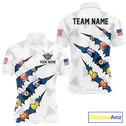 Maxcorners Personalized Scratch 8 Ball Billiard Shirt For Men Custom Pool Jersey, Billiard Team Shirt |Blue LM0402