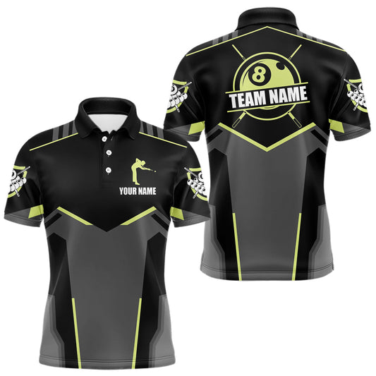 Maxcorners Billiard Jerseys For Men Custom Polo & 1/4 Zip Billiard Shirt, Team Pooler Short Sleeve | Green Neon LM1903