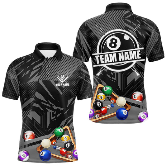 Maxcorners Black 8 Ball Billiard Shirt For Men Custom Billiard Tournament Pool Team Jersey Polo & 1/4 Zip