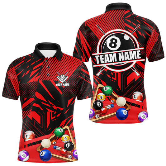 Maxcorners Red 8 Ball Billiard Shirt For Men Custom Billiard Tournament Pool Team Jersey Polo & 1/4 Zip