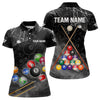 Maxcorners Personalized 8 Ball Pattern Smoke Men Billiard Shirts Custom 3D Billiard Balls Pool Jerseys | Black