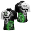 Maxcorners Personalized Grunge Skull Crack Wall Men Dart Shirts Custom Darts League Team Jerseys |Green