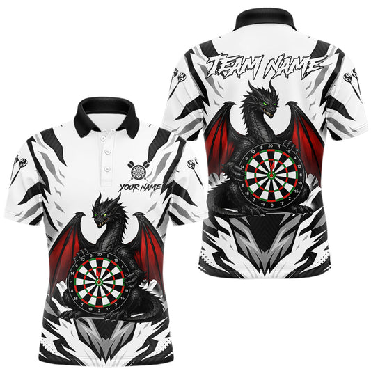 Maxcorners Personalized Dragon Darts Jersey For Men Custom Darts Polo & Quarter Zip Team Shirts |Red