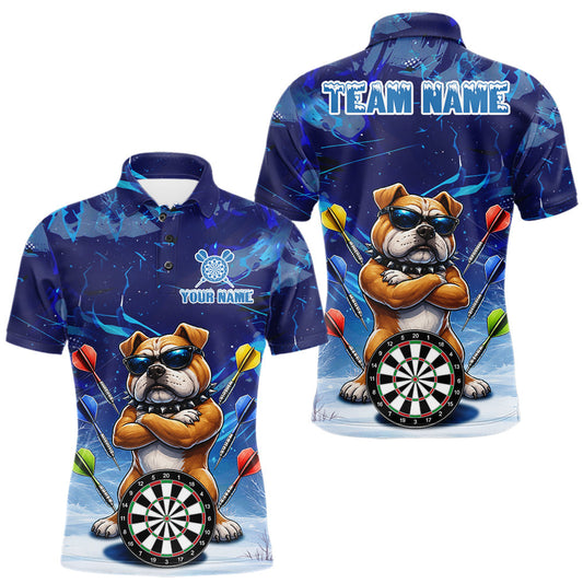 Maxcorners Personalized Blue Funny Bulldog Darts Shirt For Men