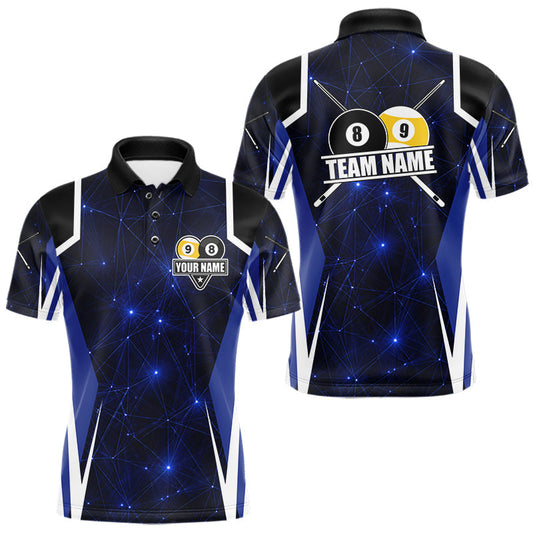 Maxcorners Blue 8 Ball & 9 Ball Pool Billiard Shirt For Men