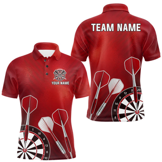 Maxcorners Personalized Red Dartboard Shirts For Men Custom Darts Jersey, Darts League Team Shirts LM0410