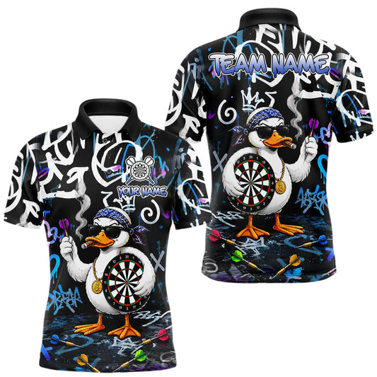 Maxcorners Colorful Graffiti Funny Duck Darts Shirt For Men Custom Darts Team Jersey, Personalized Darts Gift LM0410