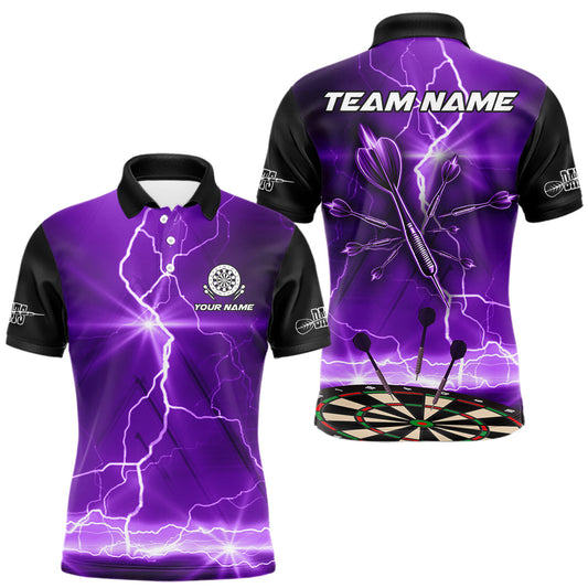 Maxcorners Custom Lightning Purple Dart Shirt With Pocket Option For Men, Dart Jersey