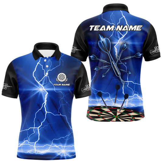 Maxcorners Customized Lightning Blue Dart Shirt With Pocket Option For Men, Dart Jersey