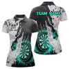 Maxcorners Personalized Grunge White Black Crack Wall Dart Shirts For Men Custom Dart Jerseys |Turquoise