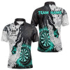 Maxcorners Personalized Grunge White Black Crack Wall Dart Shirts For Men Custom Dart Jerseys |Turquoise