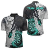 Maxcorners Personalized Grunge White Black Crack Wall Dart Shirts For Men Custom Dart Jerseys |Turquoise