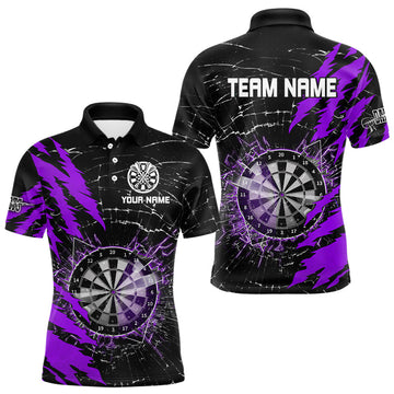 Maxcorners Black And Purple Darts Board Break Glass Custom Dart Shirts For Men, Darts Team Shirts Dart Jerseys LM2704