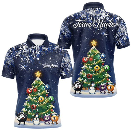 Maxcorners Funny Christmas Billiard Balls Pine Tree Pool Shirt For Men Custom Xmas Billiard Shirts Gifts LM2603