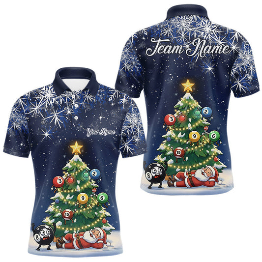 Maxcorners Funny Santa Christmas Billiard Balls Pine Tree Pool Shirt For Men Custom Xmas Billiard Gifts LM2603