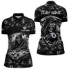 Maxcorners Black White Funny Death Skeleton 8 Ball Pool Men Billiard Shirts Custom Lightning Billiard Jerseys LM103