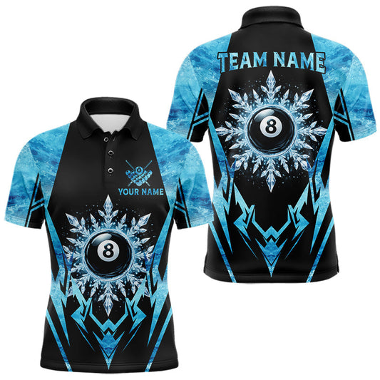 Maxcorners Black And Blue 8 Ball Pool Ice Billiard Shirt For Men, Funny Pool Team Jersey Polo & 1/4 Zip