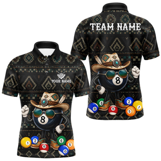 Maxcorners Funny 8 Ball Pool Tribal Pattern Billiard Shirts For Men Custom Pool Team Jersey, Billiard Gift
