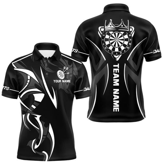 Maxcorners Black And White Dartboard Crown Dart Shirts For Men Custom Dart Jersey Team Polo & Quarter Zip