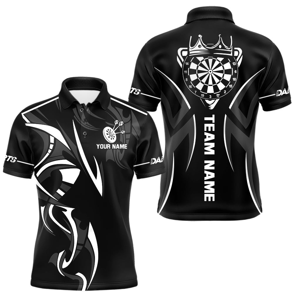 Maxcorners Black And White Dartboard Crown Dart Shirts For Men Custom Dart Jersey Team Polo & Quarter Zip