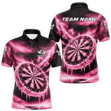 Maxcorners Personalized Pink Dartboard Icy Darts Shirt For Men Custom Darts Jersey Team Polo & 1/4 Zip
