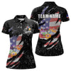 Maxcorners Personalized Grunge Black American Flag Billiard Shirts For Men Custom 8 Ball Pool Billiard Jersey